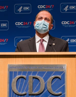 US Health and Human Services Secretary Alex Azar gives an update on the administration’s Covid-19 response and progress on vaccines at the Centers for Disease Control and Prevention (CDC) HQ in Atlanta last month.