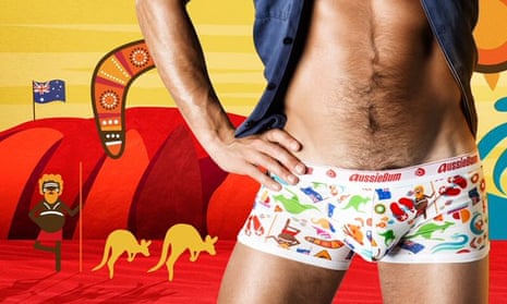 The ad for underwear brand AussieBum’s new Australia Day collection.