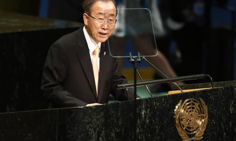 Ban Ki-moon addresses world leaders assembled in New York