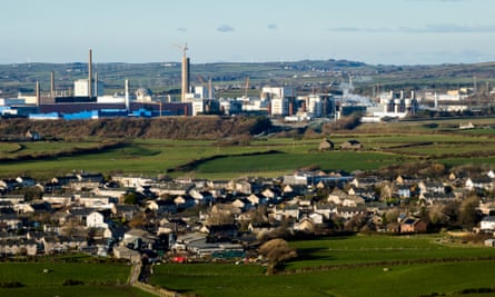 Sellafield nuclear site with the town of Seascale in the foreground
