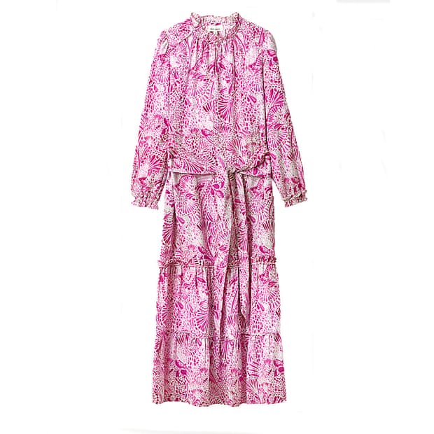 Pink long-sleeve floral maxi, dress, £140