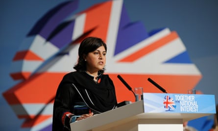 Former Conservative party chair Sayeeda Warsi in 2010.