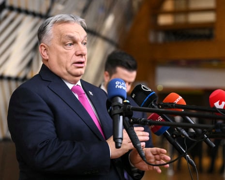 Hungary's prime minister Viktor Orbán arrives to attend the European Council meeting in Brussels.