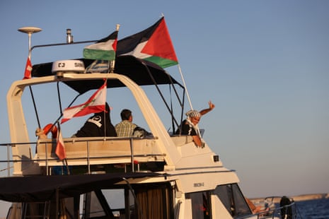 Part of the ‘Global Sumud Flotilla’ aiming to reach Gaza and break Israel's naval blockade, as it sails off Crete island, Greece, on Thursday.