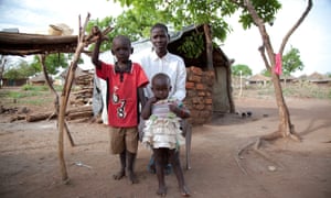 A female refugee with her children inside the Bidi Bidi camp in northern Uganda