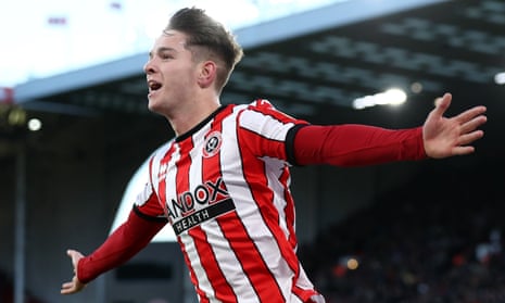 James McAtee celebrates after scoring the opening goal in Sheffield United’s 3-1 win over Coventry.