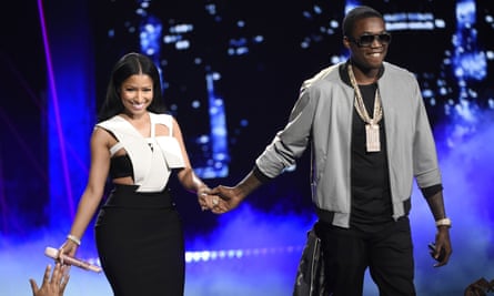 Nicki Minaj, left, and Meek Mill at the BET Awards at the Microsoft Theater in Los Angeles in 2015.