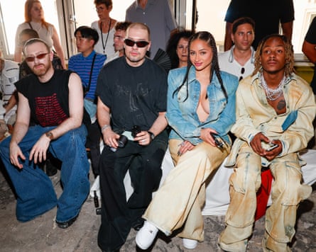 Demna , Guram Gvasalia, Tori Brixx and Rich the Kid all seated