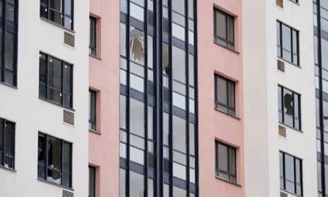 Broken window panes are seen at the place where Lt. General Igor Kirillov, the head of Russia's Nuclear, Biological, and Chemical Defence Forces was killed by an explosive device planted close to a residential apartment's block in Moscow, Russia, Tuesday, Dec. 17, 2024.