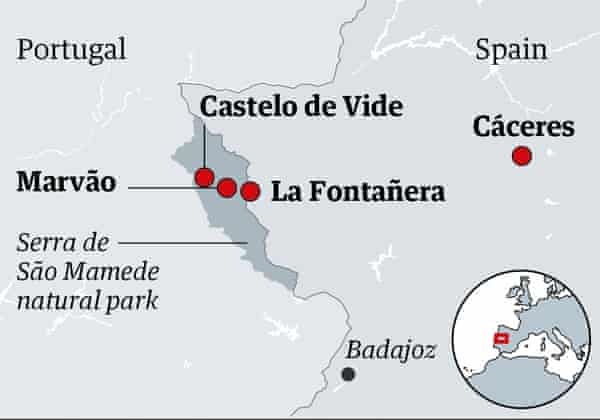 Mapa da Extramadura com Cáceres