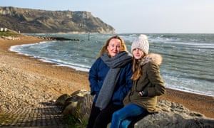 Anya Pearson and her daughter Evie Swire at Ringstead Bay, Dorset.
