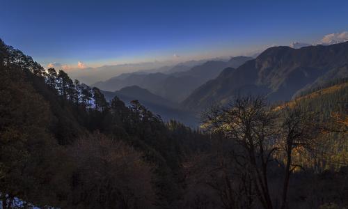 Touching the sky: a distant view of the mountains from the Jalori Pass near Kullu.