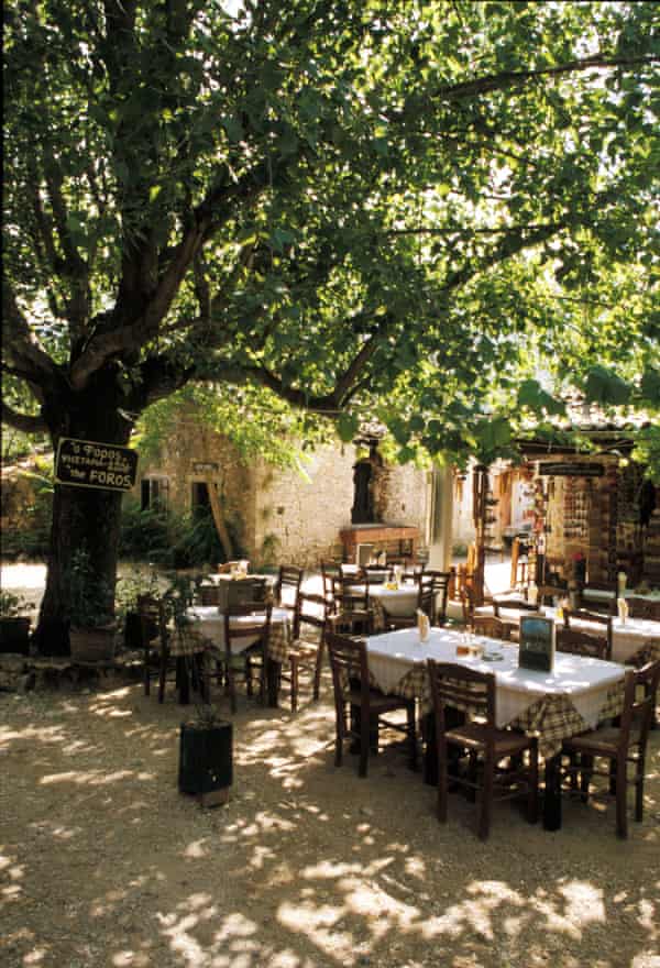 One of respective tavernas that the villagers themselves are present restoring