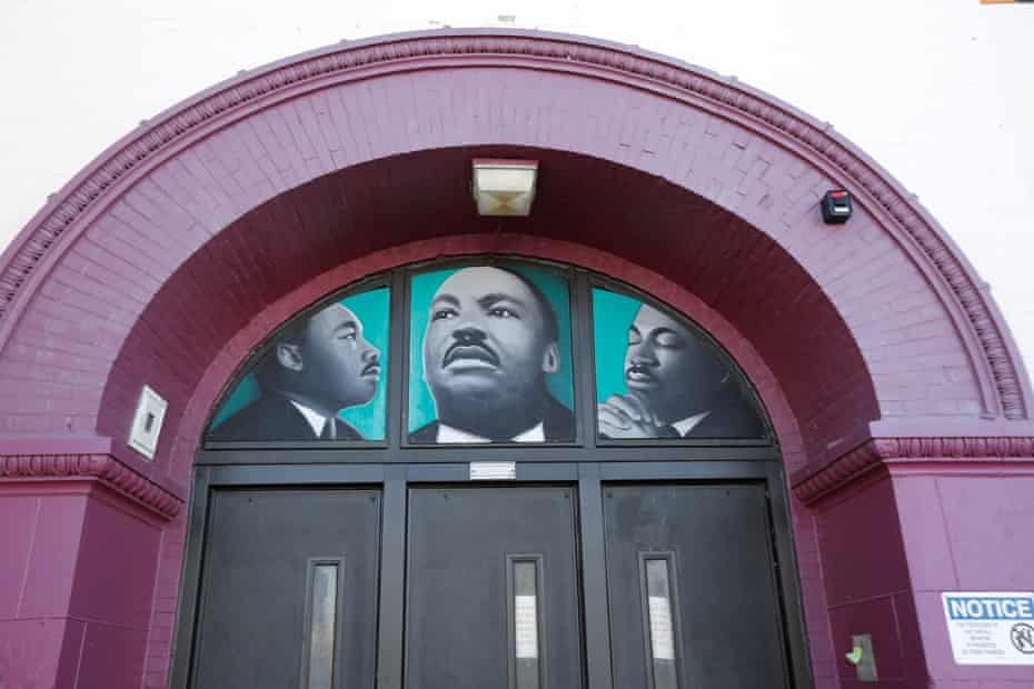Depictions of the school’s namesake can be seen above the doors at Martin Luther King Jr elementary school.