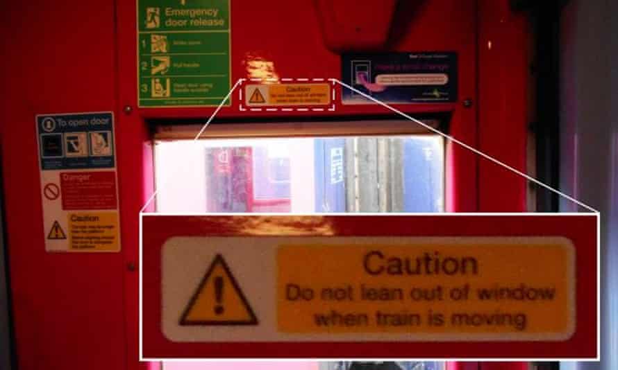 Warning sign on a Great Western Railway train