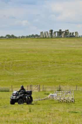A motorised magnetometer system is used to survey the land around Stonehenge.