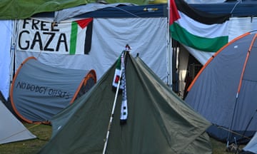 A Gaza Solidarity encampment  seen at the Australian National University in Canberra in May.