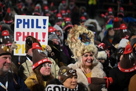 Crowds at the 140th celebration of Groundhog Day on Gobbler’s Knob in Punxsutawney, Pa.