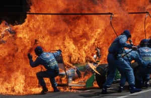 Narrow Escape Fire Incident in Hockenheim, German F1 Grand Prix, July 31, 1994 by Arthur Thill