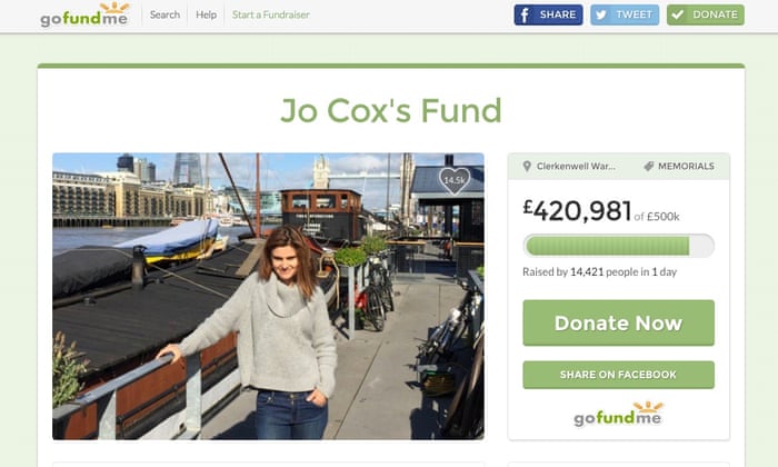 Jo Cox Charity Fund Passes 500 000 Target In A Day Uk News The Guardian Jo Cox Charity Fund Passes 500 000 Target In A Day Uk News The Guardian