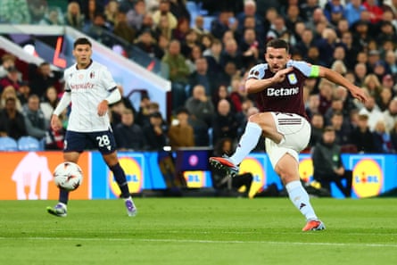 John McGinn scores the only goal as Aston Villa beat Bologna 1-0 in late September.