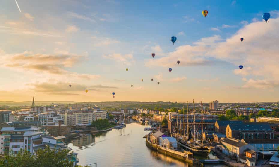Bristol international balloon fiesta over the city’s harbour and SS Great Britain