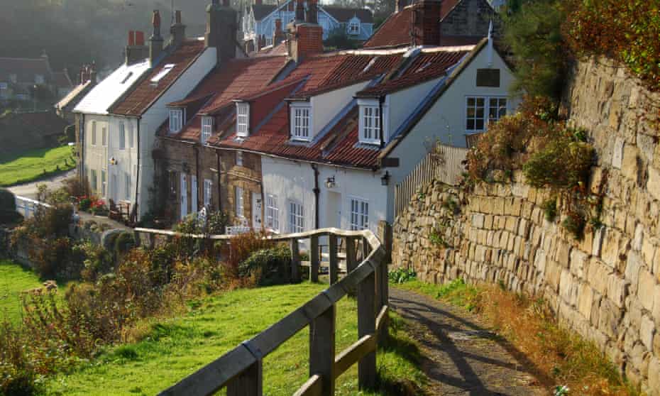 Picturesque cottages in Sandsend near Whitby, North Yorkshire