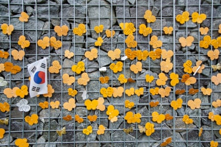 A Wish butterfly message for WWII Japanese Military Comfort Women displayed at Memorial Park of Sharing House in Gwangju, South Korea, on 13 August 2019.