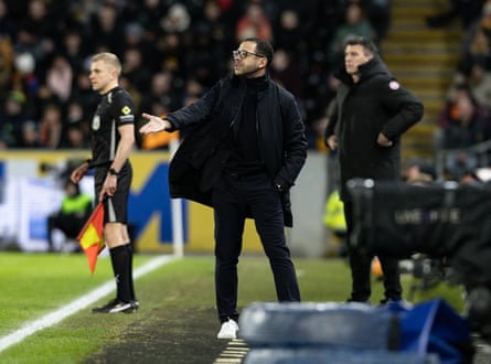 Liam Rosenior gestures on the touchline during Chelsea’s win at Hull