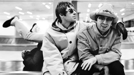 Liam and Noel Gallagher at Schiphol airport, Amsterdam, 1997.