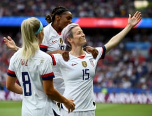 Rapinoe celebrates giving USA the lead.