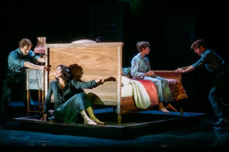 Peter Willoughby as Peter Quint, Kate Royal as Miss Jessel, Phoenix Matthews as Miles and Elgan Llŷr Thomas as Quint.