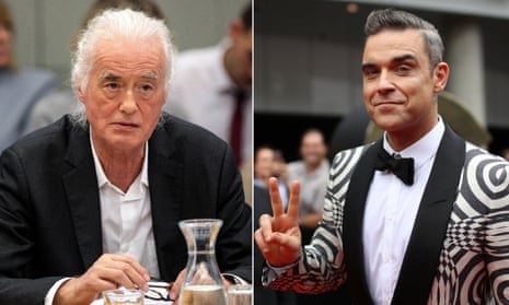 Composite photo of Jimmy Page and Robbie Williams.