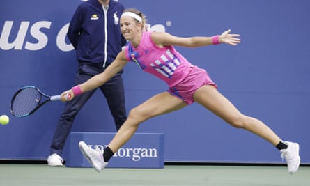 Victoria Azarenka chases down a return.