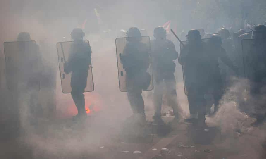 Riot police during a May Day demonstration in Paris