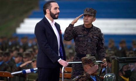 Salvadoran President Nayib Bukele participates in the graduation of new military personnel in April 2022.
