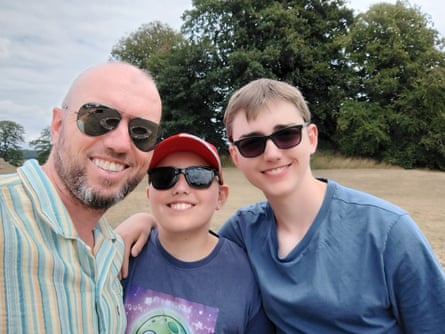Simon Pilbrow and his two sons who had their child benefit stopped after a HMRC mistake