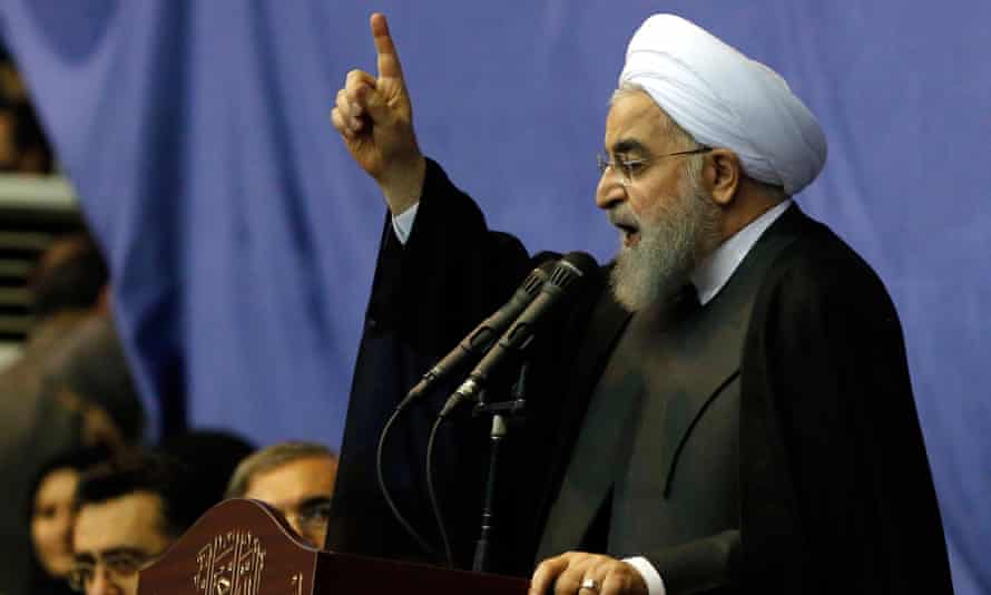 Hassan Rouhani speaking at an election rally in Tehran
