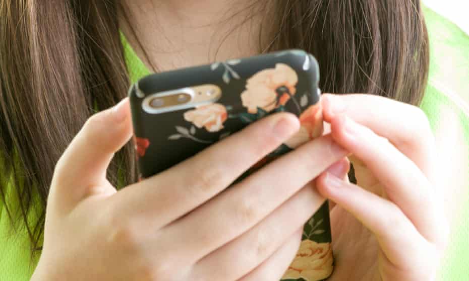 A girl using a smartphone