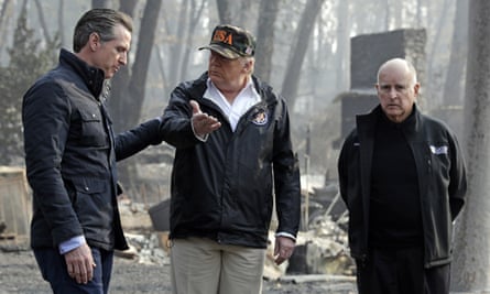 Donald Trump visits Paradise, California, with the governor and governor-elect.