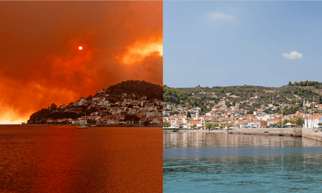 Evia, Greece, before and after.