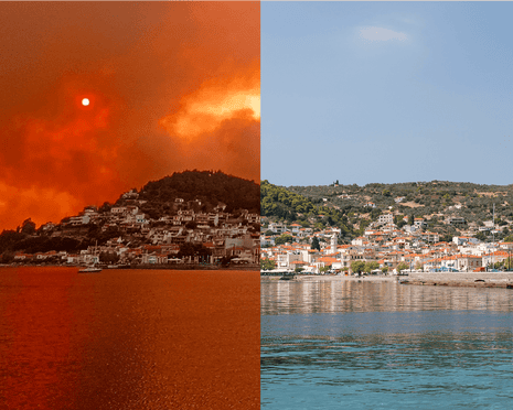 Evia, Greece, before and after.