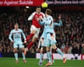 Mikel Merino heads Arsenal's opening goal.