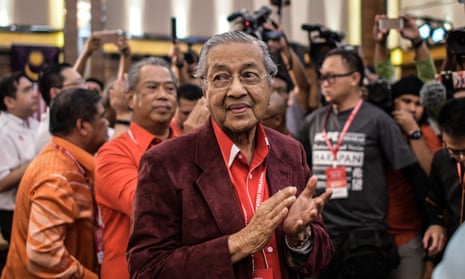 Former Malaysian prime minister Mahathir Mohamad after being elected as the opposition’s prime ministerial candidate.