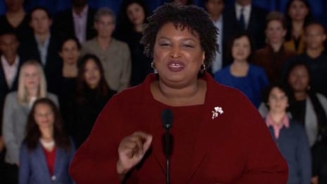 Stacey Abrams: 'Immigrants, not walls' make the US strong – video