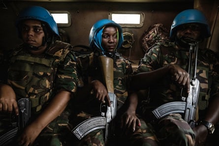 Tanzanian MONUSCO peacekeepers in an armoured personnel carrier