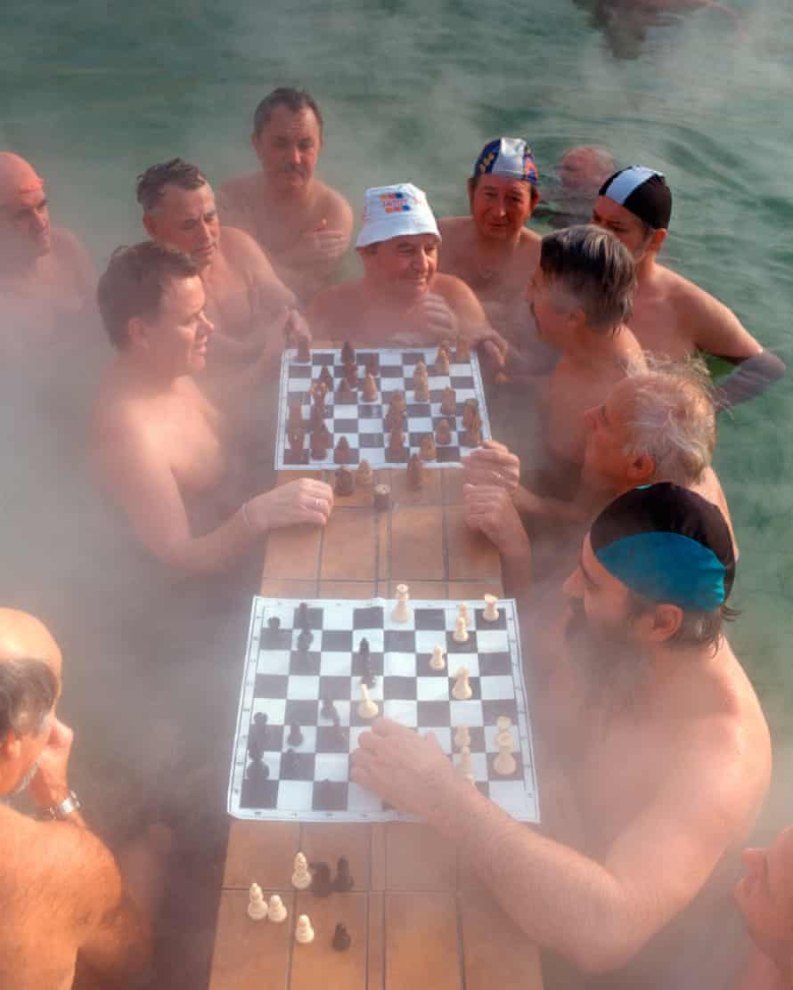 Chess players at the famous hot springs: sadly on this occasion not really hot enough.
