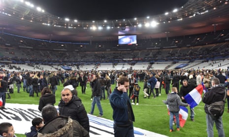 Stade de France: spectators gather on the pitch