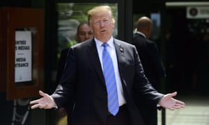 Donald Trump leaves the G7 summit in La Malbaie, Quebec