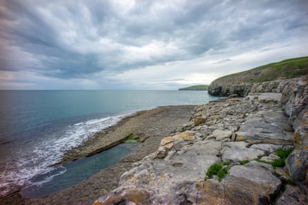 View from on top of the cliffs looking out towards the sea